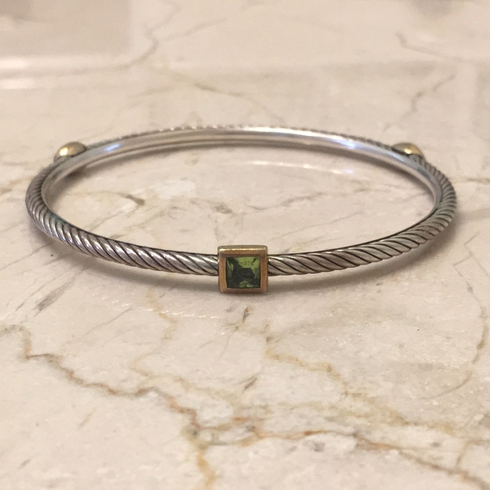 David Yurman Three-Stone Peridot Cable Bracelet
